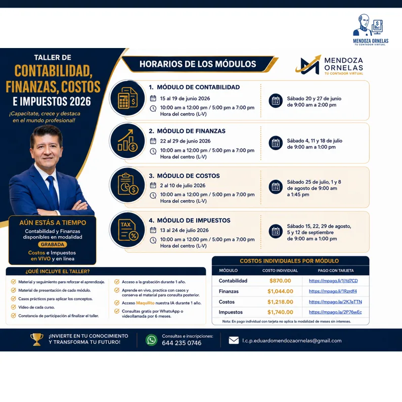 Taller de finanzas Costos e impuestos 2026